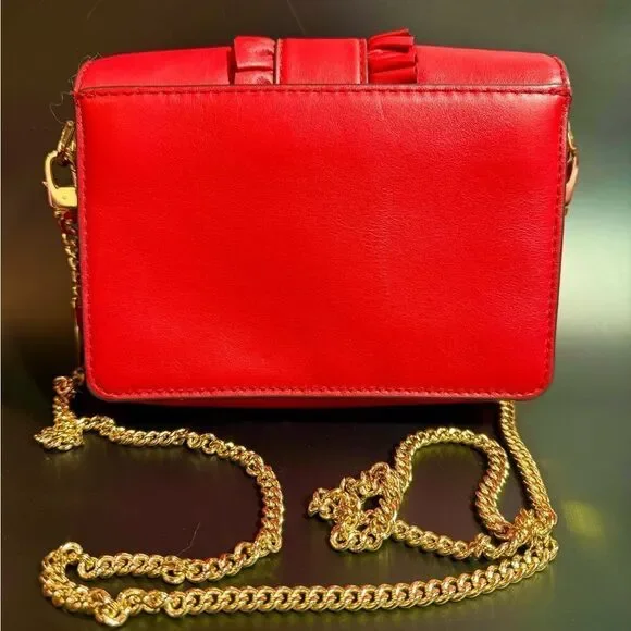 Michael Kors red leather cross body with gold tone hardware - Picture 2 of 13